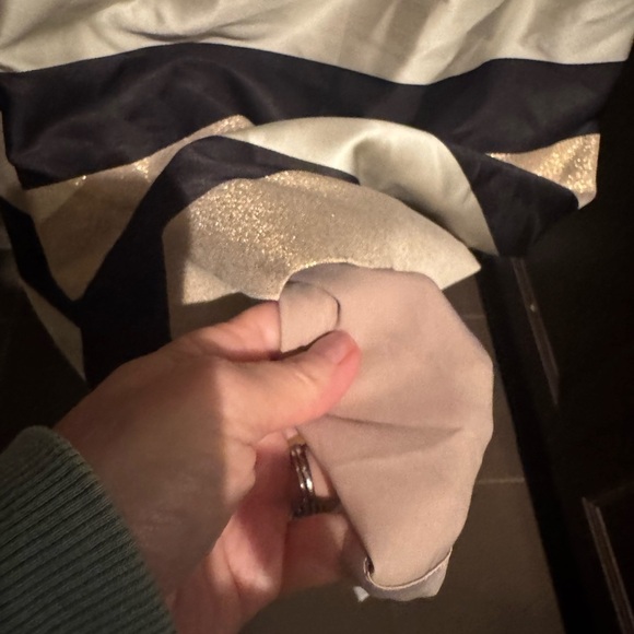 ELIZA J Black White Gold Striped A-Line Dress Sz 8P Medium Bloomingdales Jewels - Picture 8 of 13